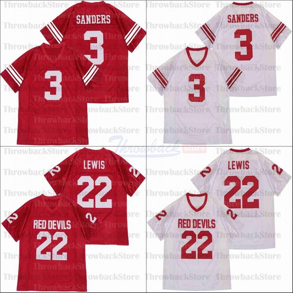 

football jerseys size s-xxxl 22 red devils lewis 3 sanders white, Black;red