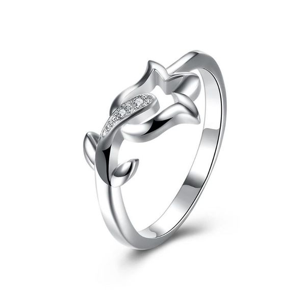 

wedding rings silver color fashion jewelry pendant flower zircon crystal ring, Slivery;golden