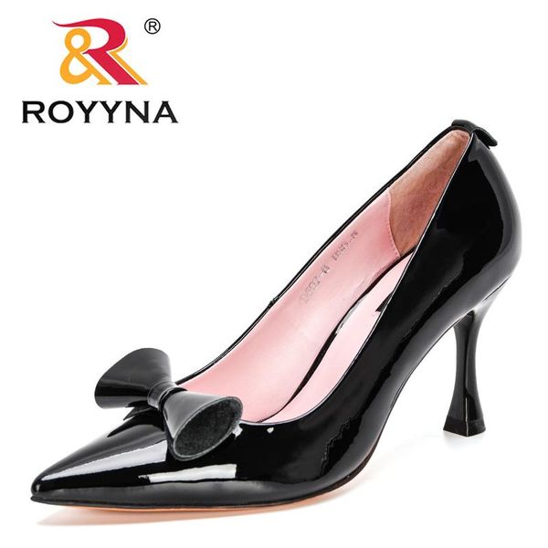 

dress shoes royyna 2021 designers women genuine leather pointed toe classicthin heel lady wedding office, Black
