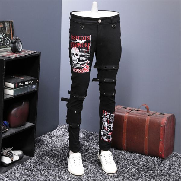 

men's jeans european design autumn and black winter printed jeans 2dcq, Blue