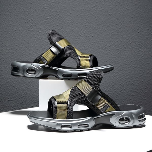 

men's slippers 2021 summer air cushion open toe outdoor casual men's shoes beach sandals, Black