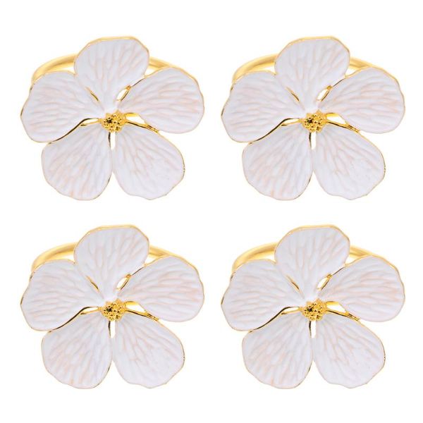 

napkin rings 4pcs alloy flower buckles party props (assorted color)