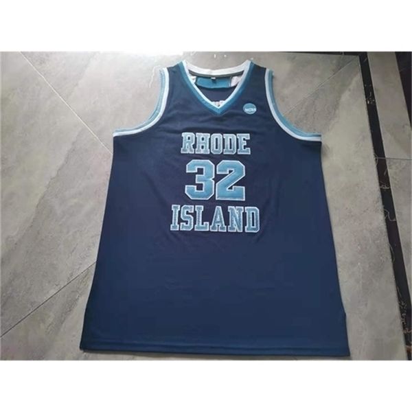 

0098rare basketball jersey men youth women vintage blue #32 jared terrell rhode rrams high school size s-5xl custom any name or number, Black