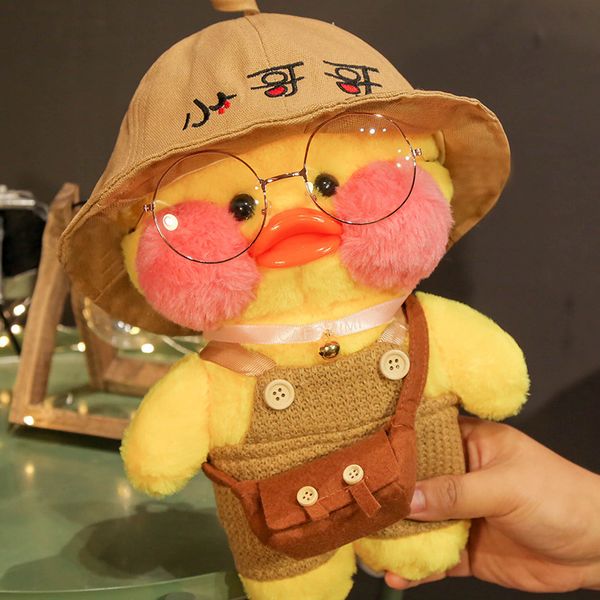 

cute pull rice cafe little duck plush toy doll animal pillow birthday gift for children