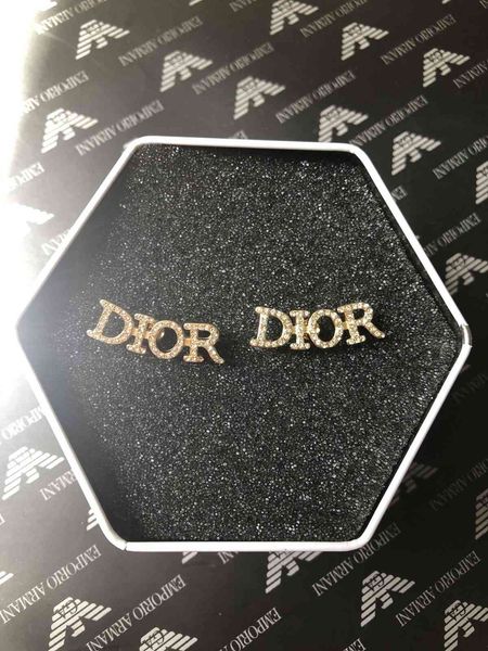 

2021 new designer brand custom-made letter earrings 18k inlaid diamond fashion, Golden