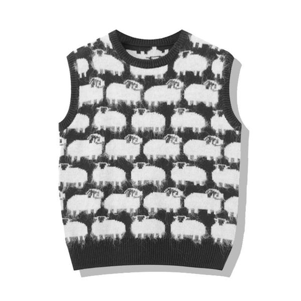 

Women's Sweaters Vest Korean Fall Women Clothes Cute Christmas Vests Womens Pull Sans Manches Femme LXR1172 S56V, White;black
