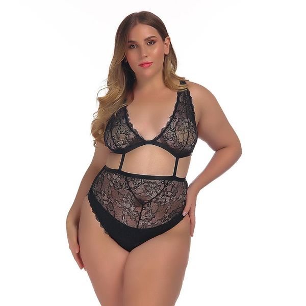 

bras sets 2021 large size women's lace jumpsuit simple fashion body shaping underwear, Red;black