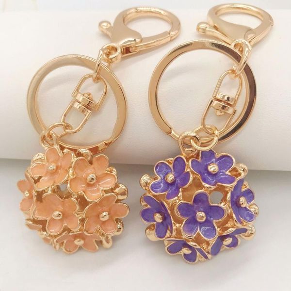

keychains creative metal rhinestone keychain for girls car bag mobile phone ornaments dripping flower ball leaves cute jewelry, Silver