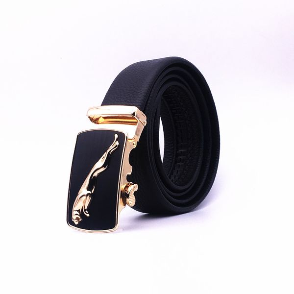 

men's leather with automatic buckle business belt, Black;brown
