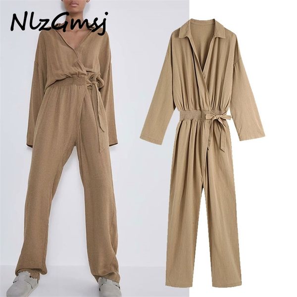 

jumpsuit women elegant solid causal long with slash sleeve pocket female 210628, Black;white