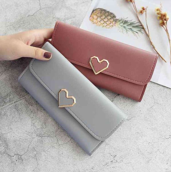 

female women long wallet love heart wallets for women lady girl money pocket card holder student phone clutch bag, Red;black