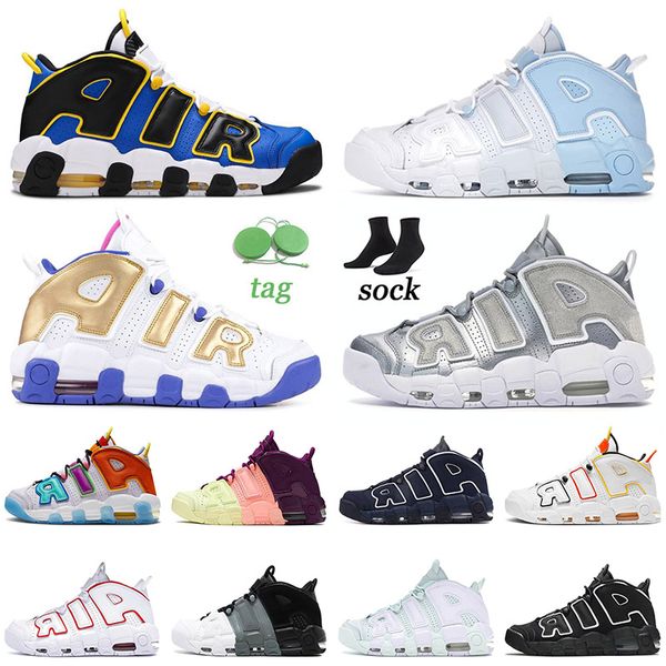 

2021 scottie pippen basketball shoes multi-color psychic blue peace love loud clear air more uptempo trainers sneakers size 13