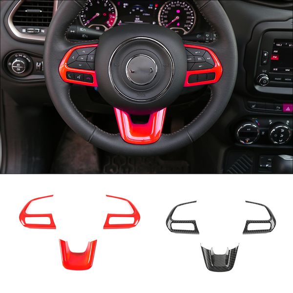 

steering wheel decoration cover trim for jeep renegade 15+ compass 17+ red