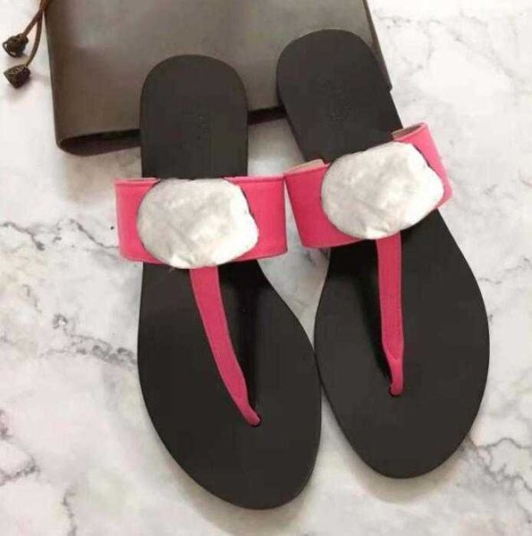 

beach slippers summer fashion women flip-flops 100% leather lady slippers metal women shoes flat ladies slippers large size 35-41 zlh, Black