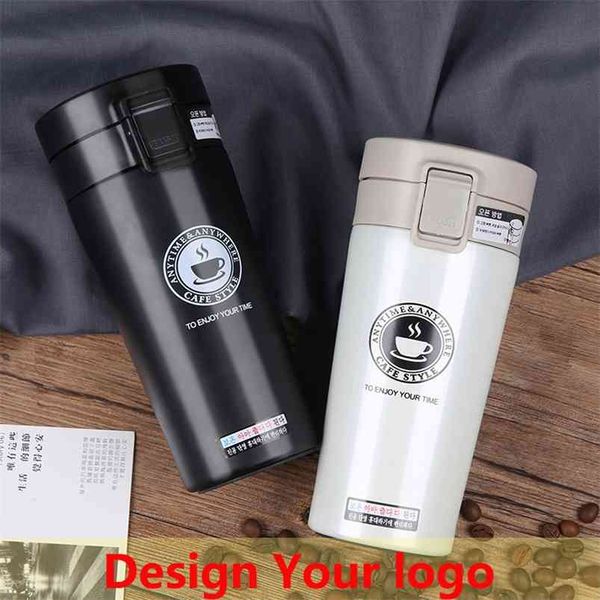 Tazza da caffè in acciaio inossidabile a doppia parete ispessita Big Car Thermos Travel Thermo Cup Regali Thermos Flask Design Nome personalizzato 210907