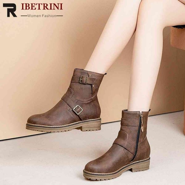 

boots motorcycle retro wear-resistant tpr sole metal decrations zipper women's ankle boots woman size 34-44, Black