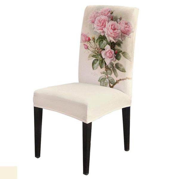 

chair covers dining pink rose vintage cover spandex elastic el wedding supplies