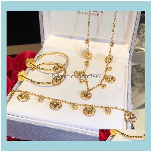 Medaglioni Collane Pendenti Jewelrynet Semplice Mini ritagliato Fiore intarsiato Diamante Fritillaria Stella Temperamento Collana Bracciale Drop Delive