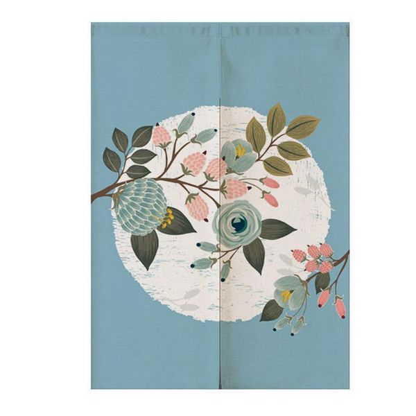 

door curtain 85x180 kitchen flower printed tube washable half el restaurant cusomized size blue green & drapes