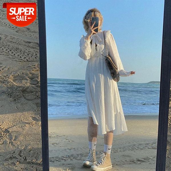 

white dress women's irregular hem temperament self-cultivation small middle-length base clothing #ey2b, White;black