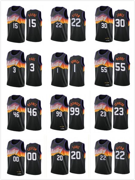 

basketball jerseys men sairc payne johnes baynes moore corwder chris devin deandre booker ayton paul 2021 jersey black uniform, Black;red