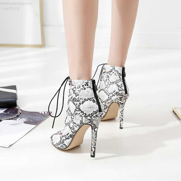 

sandals women's shoes snake pattern bandage fashion runway show high heel 40, Black