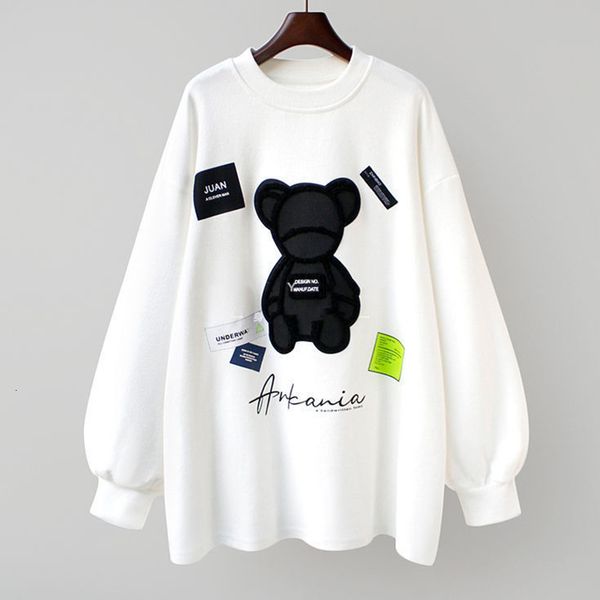 

women's hoodies & sweatshirts spring and autumn sweatshirt women loose letters cartoon large size pullover streetwear harajuku bf, Black