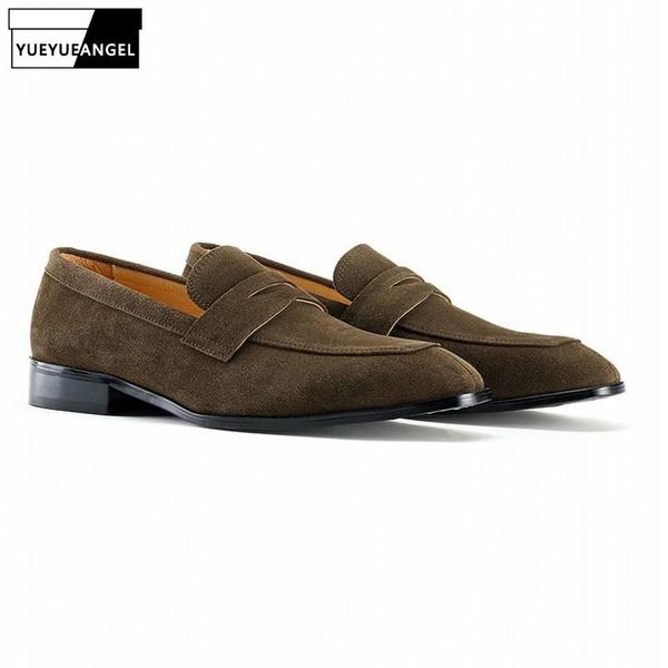 

korean style loafers british cow suede breathable pointed toe mens casual shoes fashion dress large size 45-47, Black
