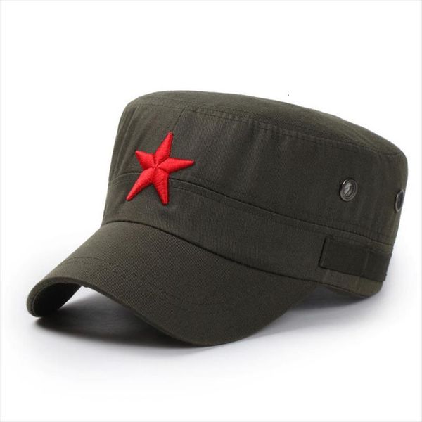 

3d red star embroidery bone cap black army green flat hats for men women gorras boina outdoor sun hat, Blue;gray