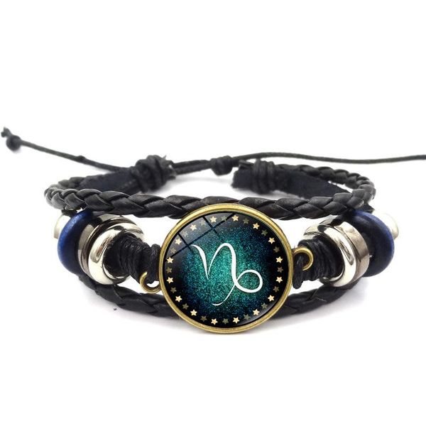 

beaded, strands 12 constellation time series bracelet vintage hand-knitted beaded star jewelry creative gifts men and women, Black
