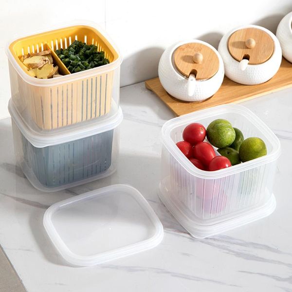 

storage bottles & jars drain fresh box sealed kitchen vegetable plastic food refrigerator green onion portable seal