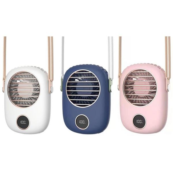 

electric fans personal portable neck fan, hanging fan,rechargeable outdoor handheld silent mini cooling led display