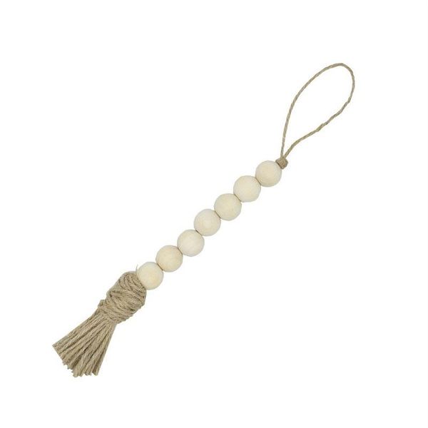 2021 Natural de madeira tassel bead corda cadeia mão feita de madeira quinta decoração contas com tassel cânhamo corda decoração home parede pendurado