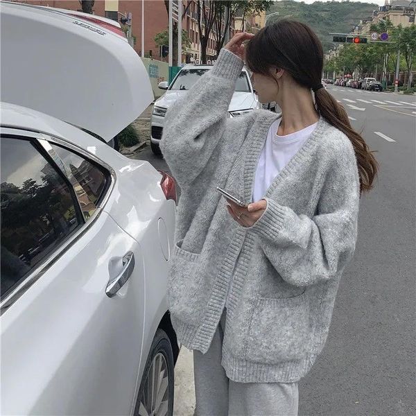 

women's knits & tees vintage women cardigans sweater cashmere casual jacket chic korean fashion winter jersey, White