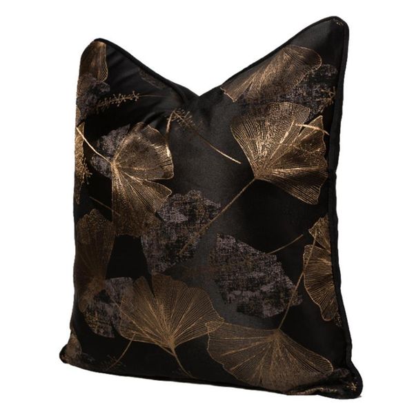 

cushion/decorative pillow dark black ginkgo leaf decorative pillows european style jacquard cushion cover light luxury sofa bed waist backre