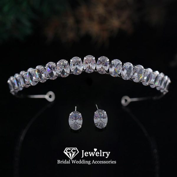 

hair clips & barrettes vintage crown for women wedding accessory bridal headdress engagement jewelry simple design hairwear with earrings, Golden;silver