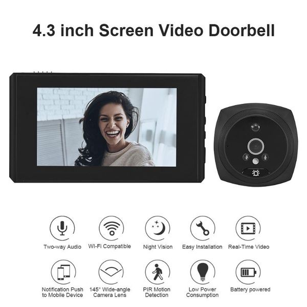 

doorbells 4.3 inch visual intercom doorbell night vision phone video door bell cat eye monitor smart home for security