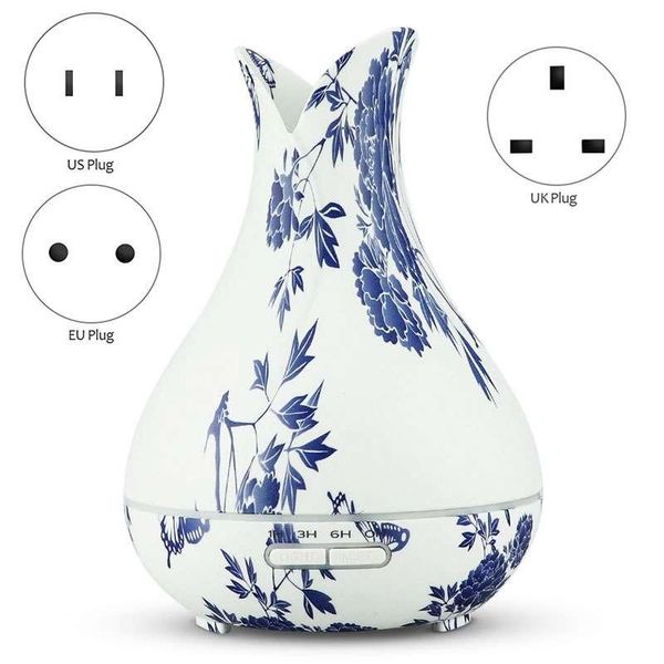 

400ml air aromatherapy essential oil diffuser led humidifier blue and white porcelain home office humidifiers