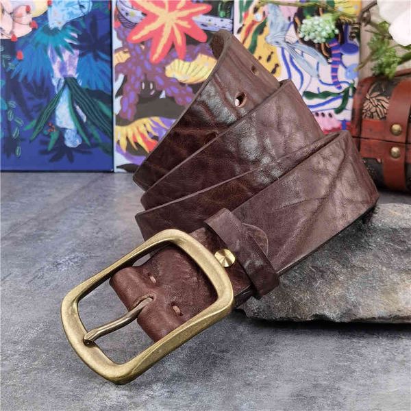 

belts retro brass buckle super thick leather men ceinture cowboy jeans 's homme waist for mbt0540 dz4v, Black;brown