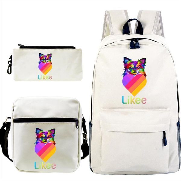 

students likee backpack 3pcs set kids knapsack teens app video rucksack girls boys cat schoolbag back to school