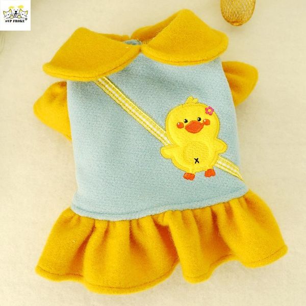 

dog apparel fashion warm pet skirt teddy bomei little yellow duck woolen one-piece dress casual cute clothes