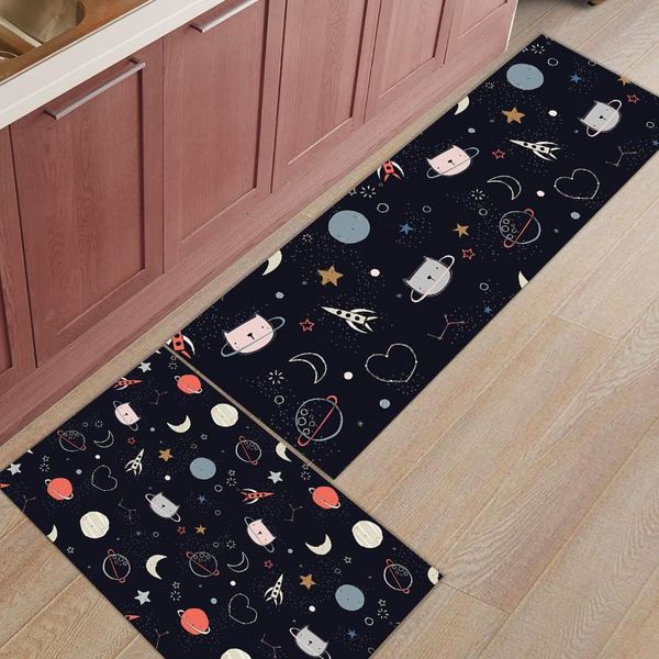 

carpets cute meow planet kitchen mat home entrance doormat living room decor floor carpet bathroom anti-slip rug