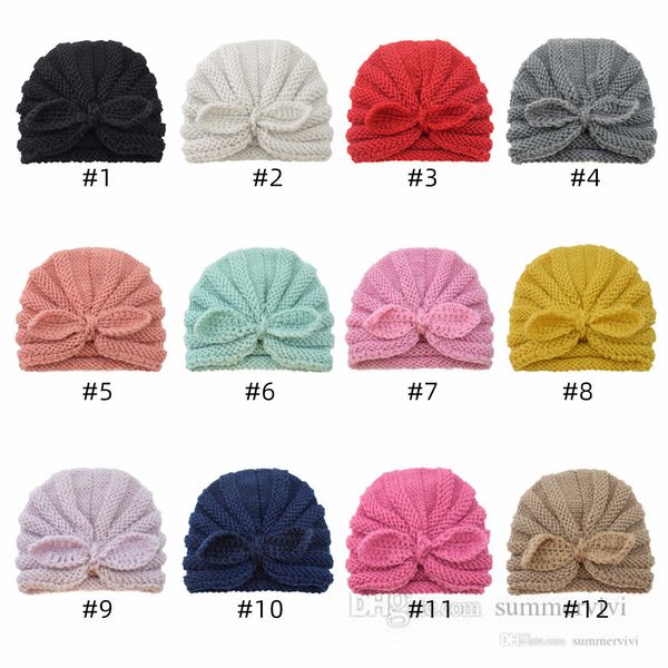 

infant kids bows tie hats christmas baby girls rabbit ears india's hat fall winter newborn crochet protect fontanelle warm beanie q3245, Yellow