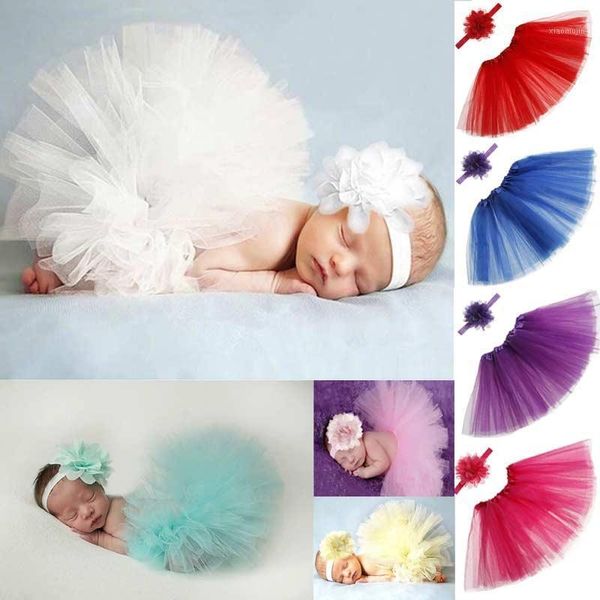 

2021 born pography props infant costume outfit princess baby tutu skirt headband prop -17 88, Blue