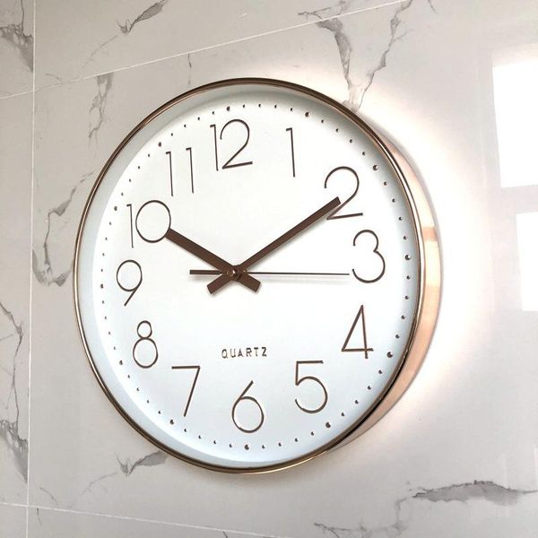

quartz silent wall clock living room creative glowing round nordic design glass zegar scienny home decoration be50wc clocks