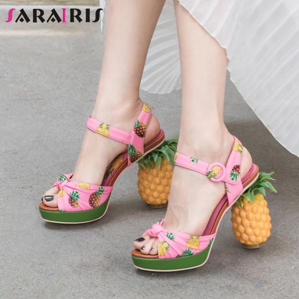 

party date platform sandals classic brand print ankle strap women unique high strange heels shoes woman, Black