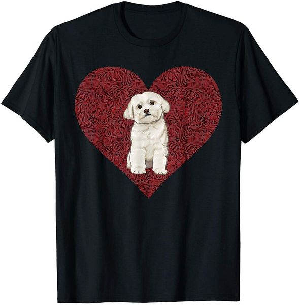 

maltese valentines day dog love fingerprint t-shirt size s-5xl, White;black