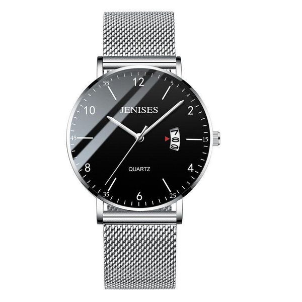 

wristwatches men's quartz date clock men wrist watch full stainless steel mesh strap business watches relogio masculino, Slivery;brown