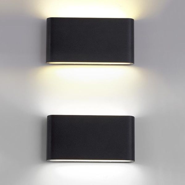 

outdoor waterproof ip65 6w 12w cob led porch lights modern indoor decor up down dual-head aluminum wall lamp ac85-265v lamps
