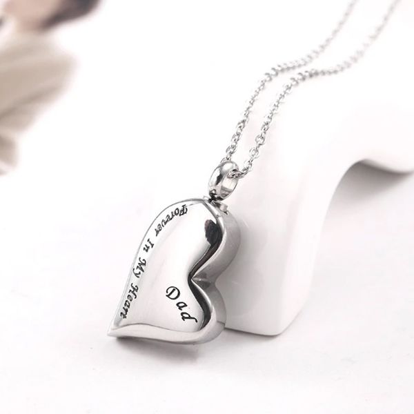 

heart pendant necklace souvenir jewelry ashes urn perfume bottle cremation jewelry-forever in my heart, Silver